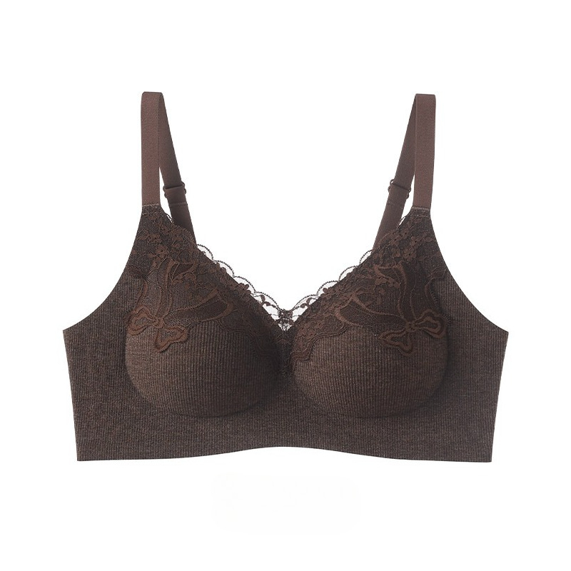 Lace Bralette Set - Sujetador de encaje acanalado para mujer,